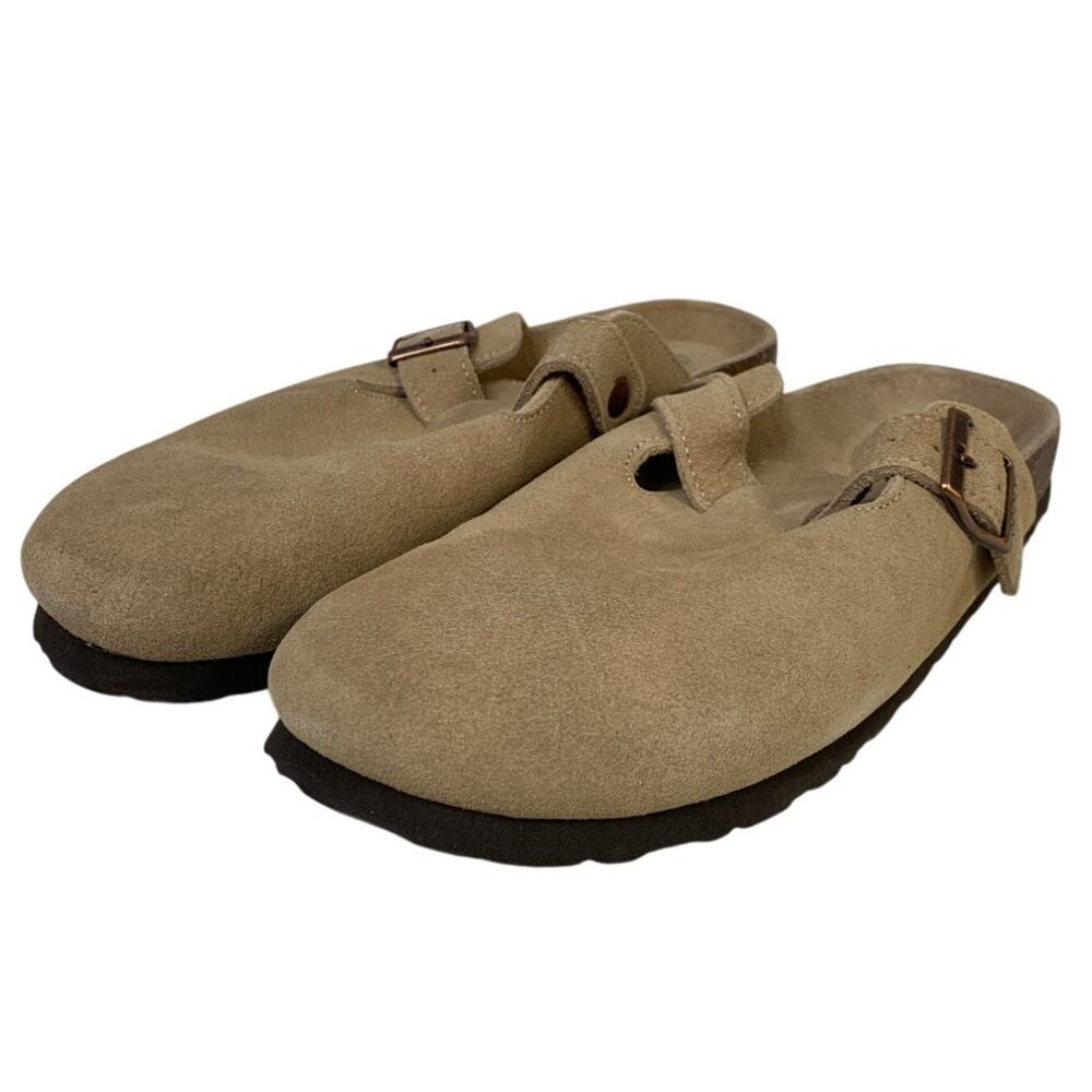 Odoly Womens Size 10 Brown Suede Clogs Sandals Closed Round Toe Slip On Shoes